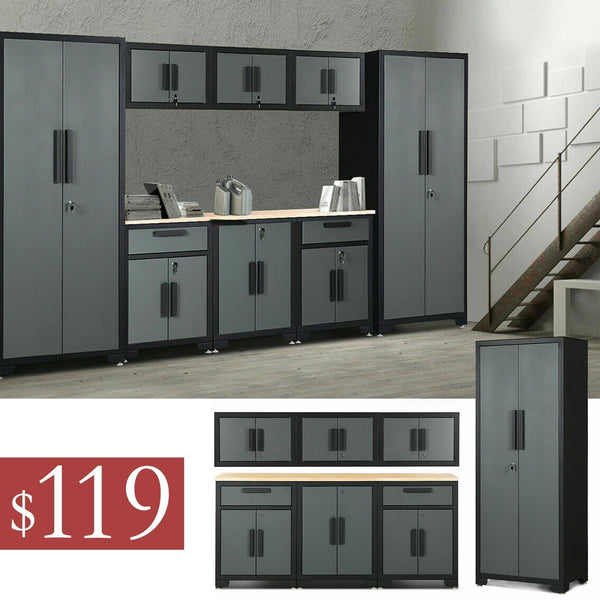 9 Pcs Big Steel Storage Cabinet Set